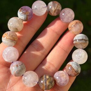 14mm stretchable translucent purple aurora agate amethyst bracelet 0775